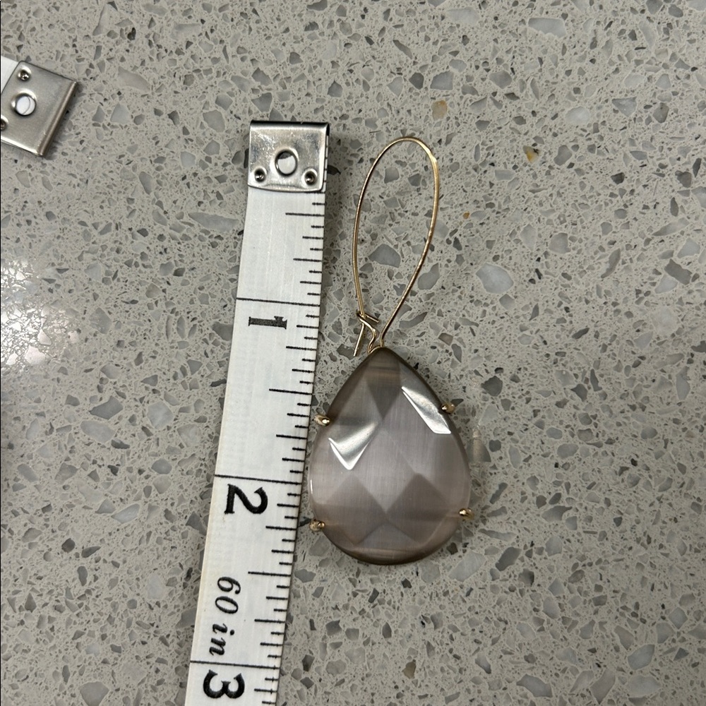 Kendra Scott Slate Cat's Eye Gray Allison Teardrop Gold Tone Earrings Rare - Picture 3 of 3